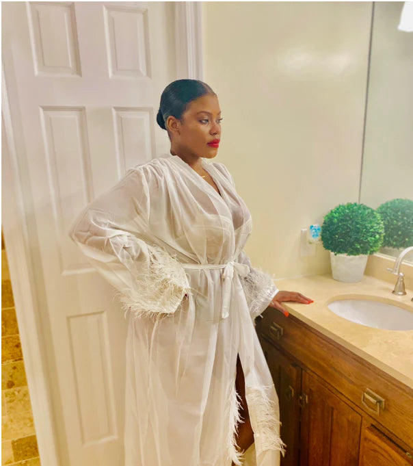 Lightweight sheer Gown with Fur