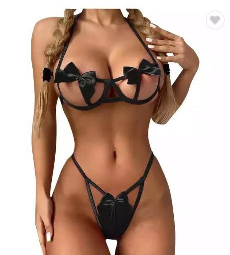 Sexy bow tie panty and bra set
