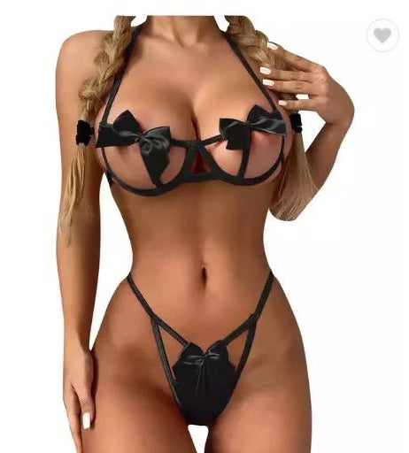 Sexy bow tie panty and bra set – Passionne D'amour